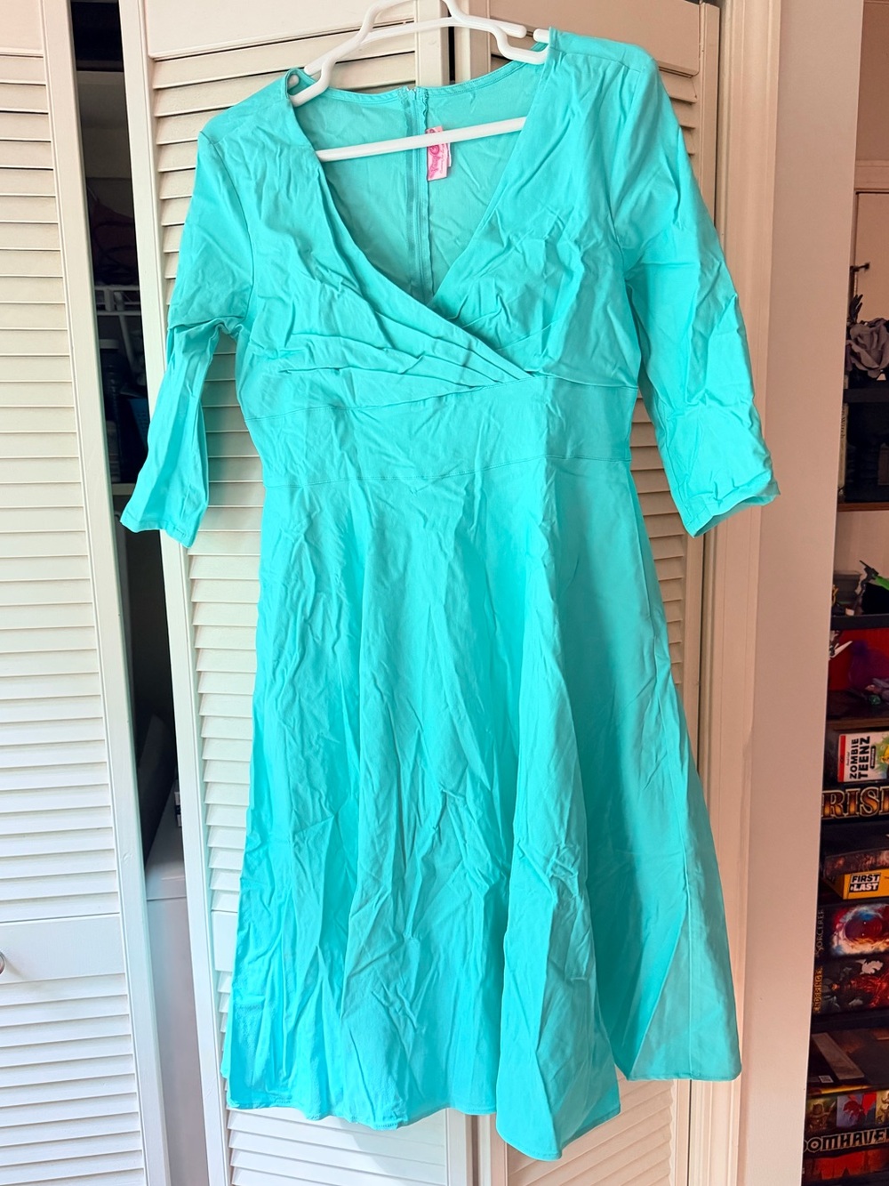 Pinup Couture Aqua Wrap-Front Women’s Dress